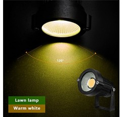 Z 야외 풍경 LED 조명 5W 방수 Graden 조명 COB Led 스포트라이트 잔디 장식 램프에 대 한 스파이크 스탠드 미국 3 플러그 3500K 따뜻한 흰색 조명 (2 팩)