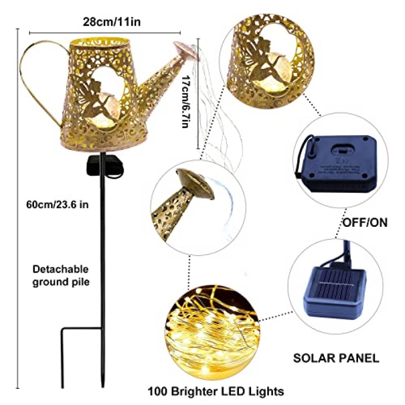 조명, 정원 태양 조명, 태양 요정 스테이크 조명 폭포 요정 조명 장식 조명 정원, 산책로, 마당, 잔디, 파티오 (따뜻한 흰색) 방수 태양 물을 수 있습니다