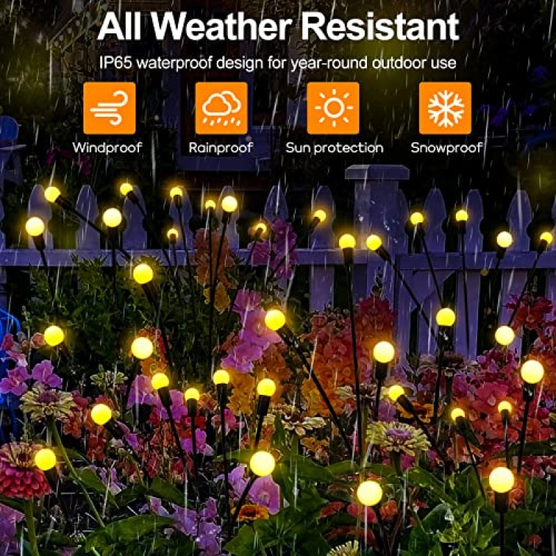 SZMiNiLED 반딧불 조명 태양열 야외, 태양광 정원 조명 야외 방수 4 팩 8 LED 흔들리는 야외 조명 통로, 마당, 파티오 장식용 태양광 발전