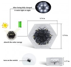 instatrend 태양광 지상 조명, 3팩 파티오 통로 잔디밭 데크 진입로 산책로를 위한 6개의 LED 방수 지상 실외 조경 조명을 갖춘 유리 태양광 벽돌 조명