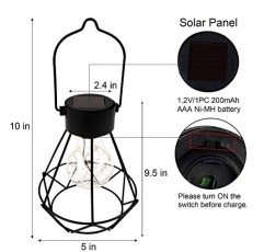 MAGGIFT 2팩 매달린 태양광 조명, 15개의 LED 구리 조명이 있는 실외 태양열 구동 탁상 랜턴 Blub, 마당, 잔디밭, 파티오, 정원 장식, 따뜻한 흰색용 손잡이가 있는 방수 태양광 랜턴