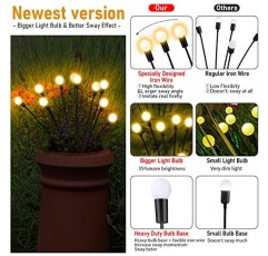 Hanaive 24 Pcs 정원 장식 6/10 LED 빛 태양 광 조명 태양열 전원 반딧불 마당 파티오 야외 장식 방수 흔들리는 조명 정원 잔디 통로 장식