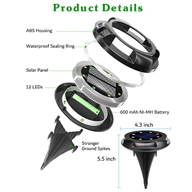 Biling 태양광 통로 조명 야외 업라이트 측광등, 12 팩 파란색 밝은 태양광 지상 조명 산책로 조명 마당 산책로 정원 할로윈 장식용 방수 태양광 데크 조명