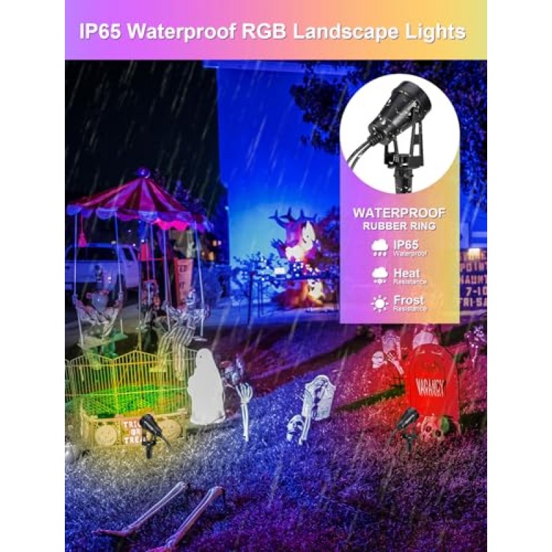 ECOWHO RGB 색상 변경 조경 조명: 12V LED 저전압 조경 조명 실외 - 플러그 인 IP65 방수 스포트라이트 마당 집 나무 통로 장식을 위한 원격 제어 기능이 있는 정원 조명