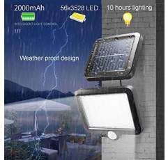 야외 태양광 조명 태양열 헛간 조명 야외 56 LED 700Lum 창고 조명 태양광 보안 조명 동작 탐지기 IP65 방수 120° 센서 각도 파티오 헛간 정원 통로 마당 잔디밭 발코니