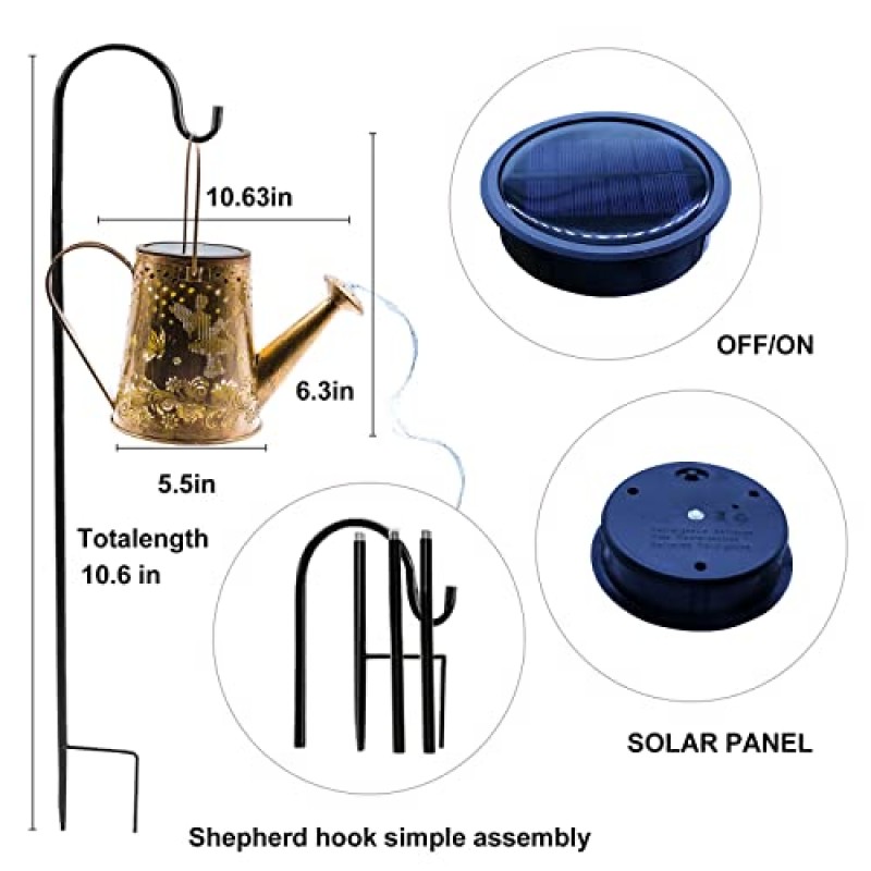 YJFWAL 2팩 물뿌리개 조명, 태양열 물뿌리개 조명, 기념 선물 정원 장식 야외 등불 정원 테이블 파티오 야드 통로 산책로 방수