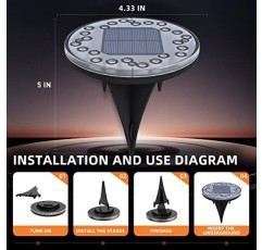 8팩 태양광 지상 조명, 24 LED 태양광 정원 조명 야외 방수 지상 디스크 조명 파티오 잔디밭용 조경 조명, 통로 내마모성 데크 조명 산책로 장식(시원한 흰색)