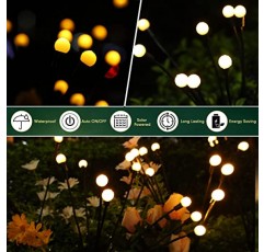 15 Pcs 반딧불 태양 흔들리는 야외 조명 방수 반딧불 정원 장식 6 8 10 LED 태양 광 조명 풍경 조명 파티오 마당 정원, 3 스타일에 대 한 요정 통로 장식