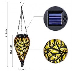 SUNNYPARK 야외 플라스틱 태양 매달려 랜턴, 15 멋진 흰색 LED 반짝임 효과 눈물 모양의 매달려 랜턴 장식 정원 뒤뜰, 파티오 및 잔디밭을위한 장식 태양 광 조명