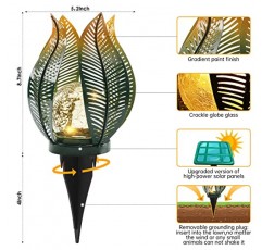 QZGE 태양열 정원 조명 야외 장식 정원 장식, 딱딱한 글로브 유리, 원예 선물 야외 장식 파티오, 잔디, 발코니, 베란다, 마당 예술을위한 방수 태양 광 조명