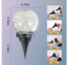 HOFLYW 태양 글로브 조명 야외 정원 장식 정원 딱딱 유리에 대 한 태양 공 태양 조명 마당 장식 야외 장식 장식에 대 한 3 팩 통로 파티오 마당 잔디