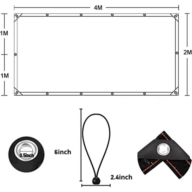 AITREASURE 6.5ft×13ft 투명 방수포, 그로밋 포함 헤비 듀티, 투명 방수포 투명 플라스틱 비닐 방수포, 캐노피 식물용 볼 번지 코드 14개 포함 온실 파티오 자동차 애완동물 가구