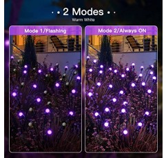 CRILEAL 태양광 정원 조명,[2 팩] 태양광 조명 야외 방수, 8LED 흔들리는 태양광 반딧불 조명, 경로, 풍경, 뒤뜰, 야외 마당 장식 조명, 보라색을 위한 정원 장식