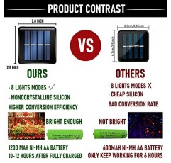 눈부신 밝은 2 팩 200 LED 66 FT 할로윈 태양열 스트링 실외 조명, 8 가지 모드로 구동되는 태양 광 발전 침실 파티오 정원 트리 파티 마당 장식 (보라색 및 주황색) 용 방수 할로윈 조명