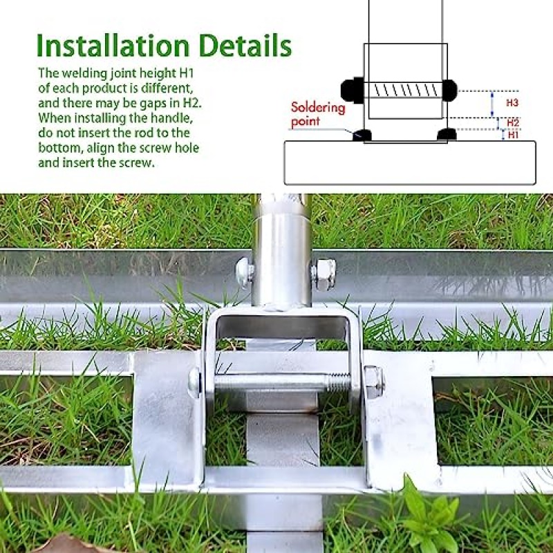 Scalebeard 잔디 레벨링 레이크-6 FT 레벨 잔디 도구/토양 잔디 레이크 스테인레스 스틸 레벨링 레이크 정원 뒷마당 골프/잔디용 핸들이 있는 조경 레이크(6FT,17 X10In)