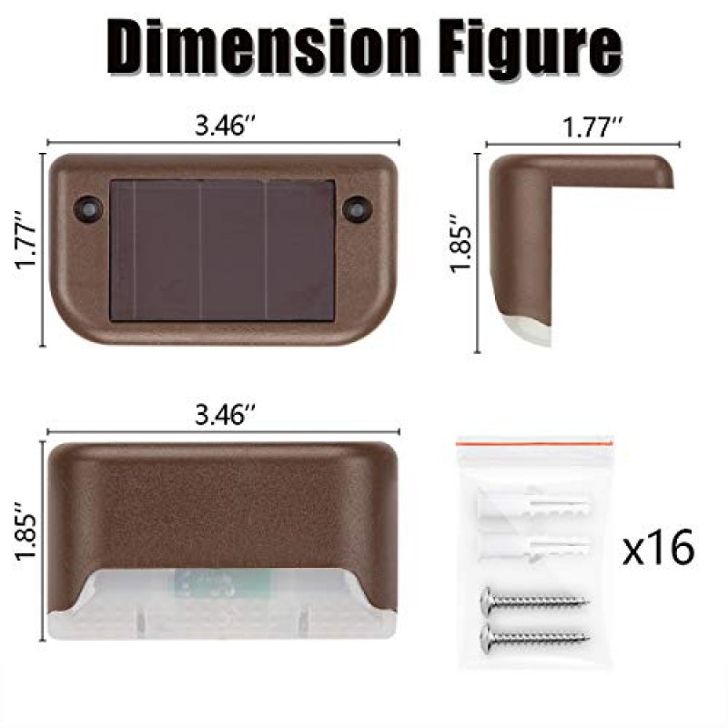 SOLPEX 태양광 데크 조명 야외 16팩, 태양광 단계 조명 야외 계단, 계단, 울타리, 마당, 파티오 및 통로용 방수 LED 태양광 조명(따뜻한 흰색)