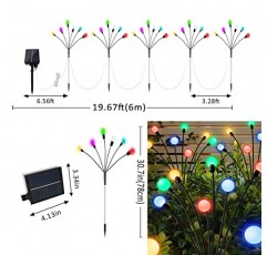 5팩 태양광 반딧불 조명 실외 방수, 태양광 스타버스트 흔들리는 조명, 2가지 모드, 30-LED 태양광 정원 조명, 크리스마스 장식 스테이크 통로 조명 조경 조명(다색)