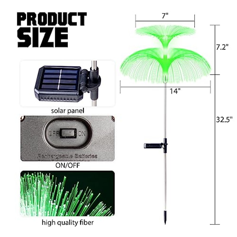 Afirst 태양열 꽃 조명 실외 - 태양열 실외 조명 방수 7 색 변경 더블 레이어 해파리 정원 마당 야외 장식 3 팩