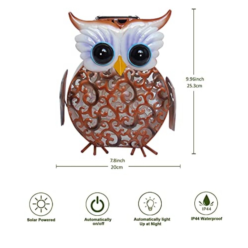 TSTGEE 야외 올빼미 태양 정원 장식 태양 금속 올빼미 조각 파티오, 마당, 잔디, 태양 광 실외 조명에 대한 Waterpoof