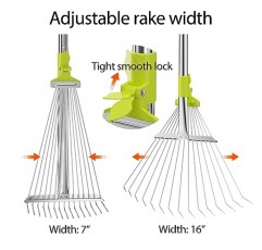 조정 가능한 정원 잎 갈퀴 56인치, 확장 가능한 머리 7-16