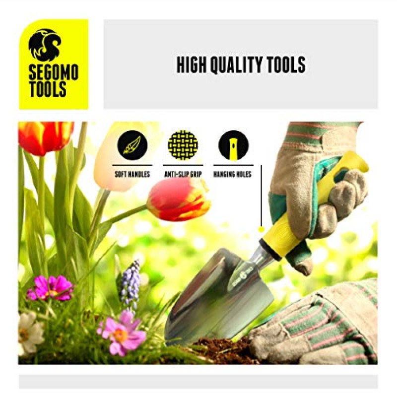 Segomo Tools 12피스 정원 도구 세트(장갑, 무릎 패드, 스프레이 병, 앞치마 및 토트백과 함께 정원 도구 포함) | 원예 키트 | 심기 키트 | 홈 원예 도구 - GTS12