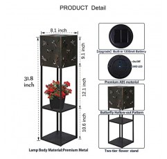 대형 야외 태양광 랜턴 장식 - 2단 꽃 스탠드가 있는 잠자리 프로젝션 조명, 태양광 발전 정원 랜턴, 파티오 잔디밭 장식을 위한 31인치 높이의 태양광 랜턴 야외 방수