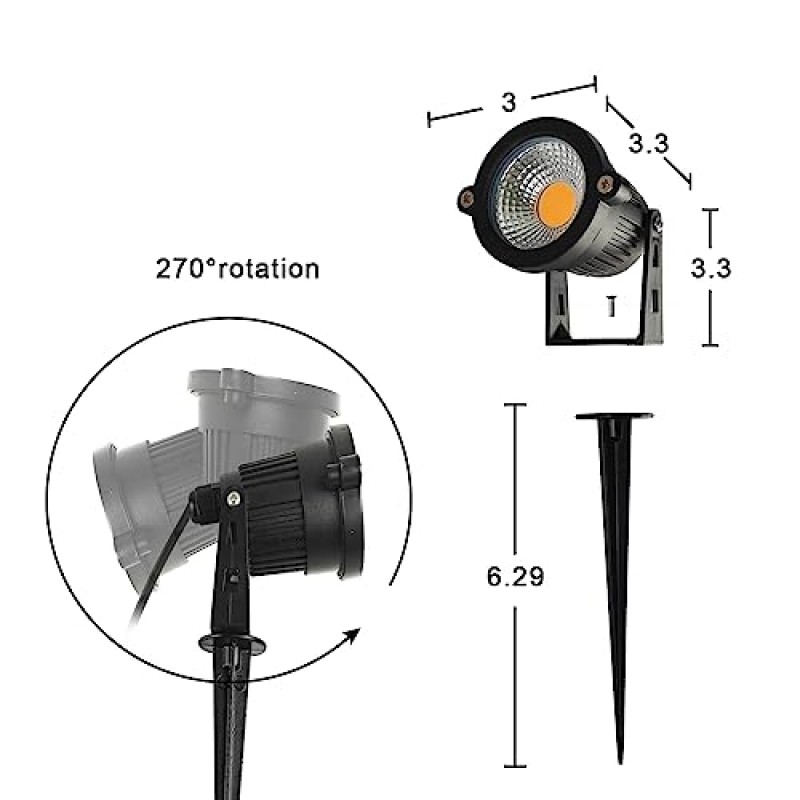 GLW 10W 저전압 조경 조명 커넥터가 있는 12V 조경 조명 나무를 위한 따뜻한 흰색 방수 야외 스포트라이트 통로 잔디밭(12 팩)