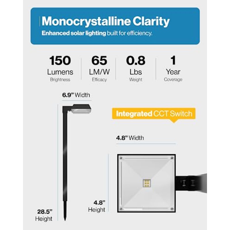 Sunco 6 팩 태양광 보도 조명 실외 슈퍼 브라이트 선택 가능한 색온도 3CCT 3000K/5000K/7000K 150LM, 뒷마당, 산책로, 정원, 진입로용 경로 조명