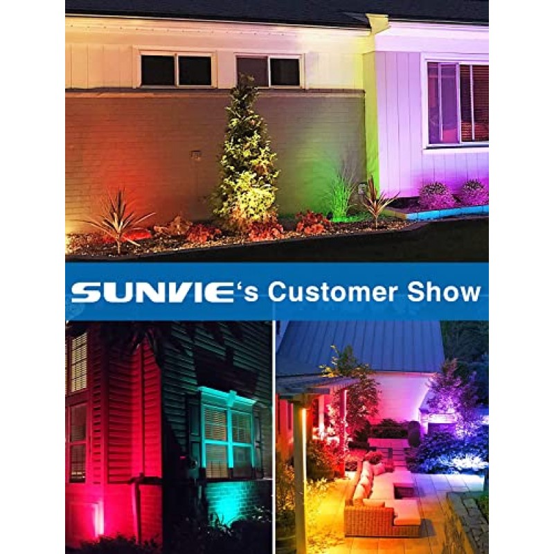 SUNVIE 할로윈 스포트라이트 야외 120V LED 스팟 조명 야외 12W RGB 색상 원격 제어로 조경 조명 변경 마당 나무 경로 정원 장식용 플러그가 있는 방수 스포트라이트, 4팩