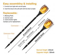 연장 막대가 있는 Permande 태양열 토치 조명, 깜박이는 불꽃이 있는 야외 태양광 조명, 방수 야외 조명 화재 통로 조명 정원 마당 잔디 테라스, 8팩을 위한 조경 장식