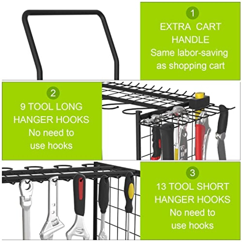 차고용 VyGrow 정원 도구 정리함 최대 77개 도구를 위한 5 in 1 정원 도구 랙, 차고 정리함, 도구 정리함 및 보관함, 차고, 창고, 실외용 정원 도구 홀더