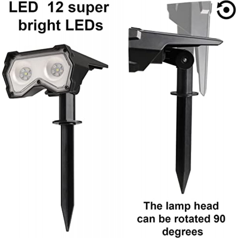 태양광 실외 조명, 6팩 방수 스포트라이트 태양열 전원 조명, IP65 방수 태양광 경로 조명, 산책로 경로 진입로 파티오 야드 및 잔디밭(시원한 흰색)을 위한 태양광 경관 통로 조명