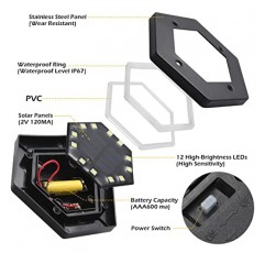 TAC TEC 22 팩 태양광 지상 조명 - 12 LED 방수 정원 진입로/통로/산책로용 태양광 발전 조명 - 밝은 장식 조경 조명, 마당용 실내 조명(냉백색)