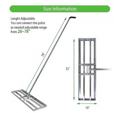 Scalebeard 잔디 레벨링 레이크-7 FT 레벨 잔디 도구/토양 잔디 레이크 스테인레스 스틸 레벨링 레이크 정원 뒷마당 골프/잔디용 핸들이 있는 조경 레이크(7FT, 35 x 10IN)