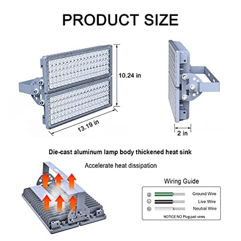 Kekeou 200W LED 투광 조명 야외 경기장 조명 야외 LED 경기장 조명 22000LM 6500K IP67 방수 정원 잔디밭에 대한 더 넓은 조명 각도 필드 조명