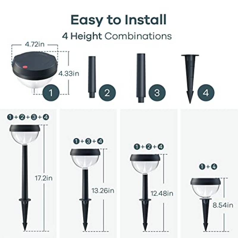 Linkkind 태양 광 통로 조명 8 팩, 할로윈 장식 색상 변경 밝은 태양 광 실외 조명, 방수 컬러 조경 경로 조명, 산책로 뒷마당 잔디 진입로 용 태양 광 정원 조명