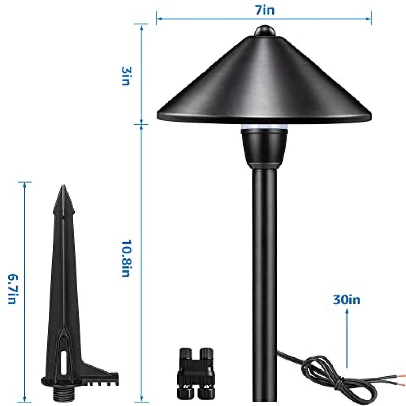 SUNVIE 저전압 조경 조명 3W LED 통로 조명 저전압 3000K 조경 조명 12-24V 방수 알루미늄 유선 조경 경로 조명 정원 산책로 마당 ETL 등록 코드, 12팩