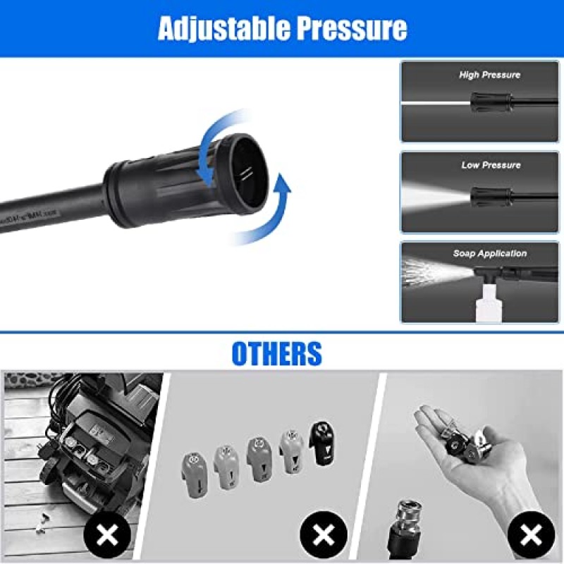 파워 와셔, TE3500 2GPM 압력 와셔 전기 고압 세척기 호스가있는 전문 자동차 세탁기 클리너 기계, 파티오 정원 마당 차량용 짐벌 노즐