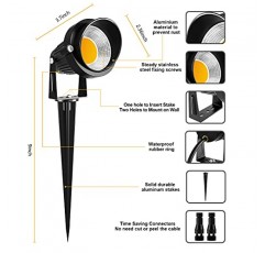 ZUCKEO 10W 저전압 조경 조명 커넥터가 있는 LED 조경 조명 12V 야외 스포트라이트 바닥 정원 통로 잔디밭 조명 1000LM 방수 따뜻한 백색광(커넥터 포함 14팩)