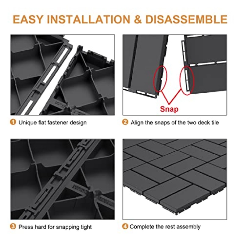 Goovilla 플라스틱 연동 데크 타일, 27 팩 야외 파티오 바닥재, 12