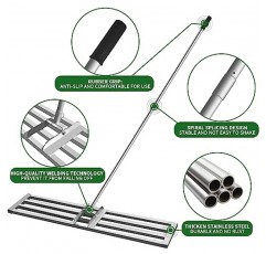 30x10 인치 잔디 레벨링 레이크, 마당 정원 잔디 레벨링 레이크, 스테인레스 스틸 레벨링 레이크 조경 레이크, 마당 잔디 레벨 도구 (30x10 인치) 용 6.5ft 핸들 잔디 레벨러