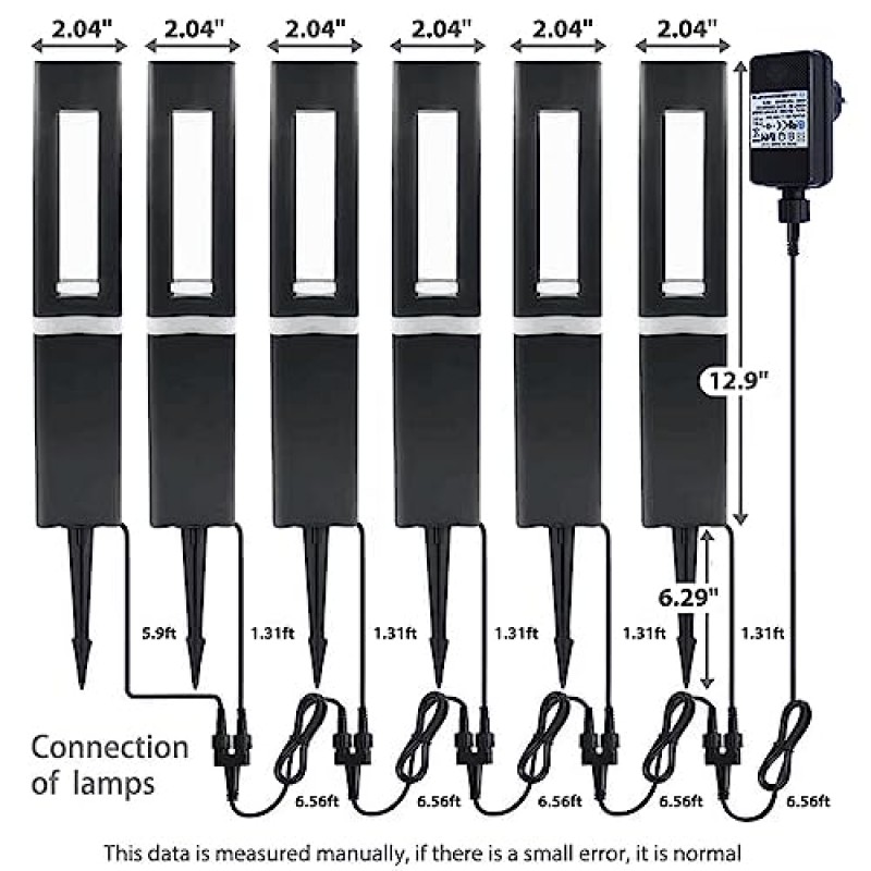 조경 경로 조명, LED 볼라드 조명, LED 조명 따뜻한 흰색 COB 3000K, 12V 3W 조경 산책로 조명 야외 잔디밭, 파티오, 안뜰, IP65 방수(6 팩)