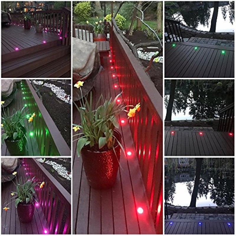 FVTLED 야외 데크 조명 키트 쉘 Φ45mm, 10팩 RGB LED 데크 조명 12V 저전압 IP67 정원 마당 계단 파티오 바닥 주방 장식 InGround 조경 조명 방수