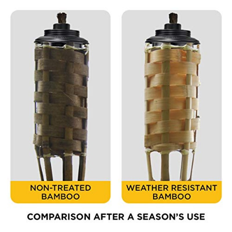 TIKI 브랜드 내후성 코팅 토치, 가정, 정원, 파티오용 야외 장식 대나무 소재 12팩 57, 1120116, 12팩, 천연, 12팩