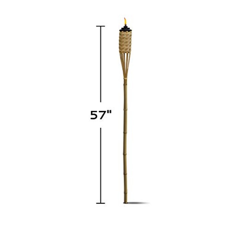 TIKI 브랜드 내후성 코팅 토치, 가정, 정원, 파티오용 야외 장식 대나무 소재 12팩 57, 1120116, 12팩, 천연, 12팩