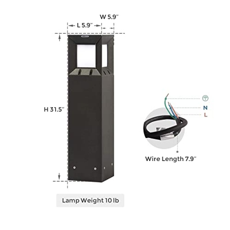 IP54 방수 고급 3000K LED 조명이 포함된 Linkmoon 조경 경로 조명, 잔디밭, 파티오, 안뜰 및 진입로 장식을 위한 32인치 현대적인 야외 볼라드 조명