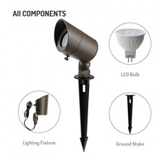 4W LED 경관 조명 저전압 경관 조명 스포트라이트 GL101-BZLED8 AC/DC 12V 온백색 방수, 진입로, 마당, 잔디밭, 파티오, 벽, 나무, 깃발, 실외 조명(청동, 8팩)