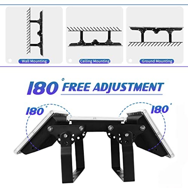 600W LED 투광 조명, 2 팩 300W 30000ML 7000K 슈퍼 밝은 LED 경기장 조명, Led 경기장 투광 조명 조정 가능한 각도, IP67 방수 LED 투광 조명 야외 정원, 잔디밭, 마당, 경기장