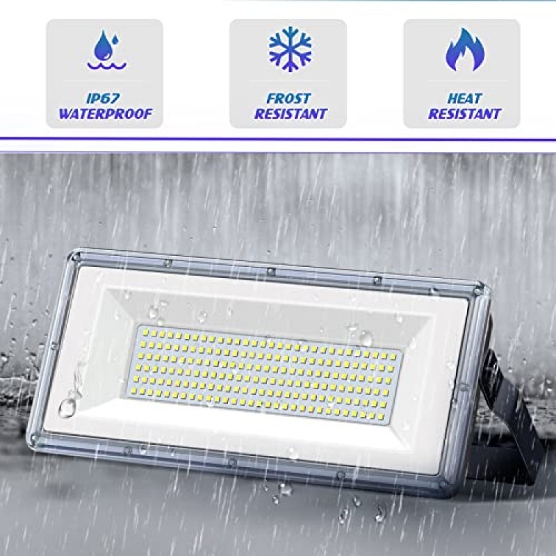 600W LED 투광 조명, 2 팩 300W 30000ML 7000K 슈퍼 밝은 LED 경기장 조명, Led 경기장 투광 조명 조정 가능한 각도, IP67 방수 LED 투광 조명 야외 정원, 잔디밭, 마당, 경기장