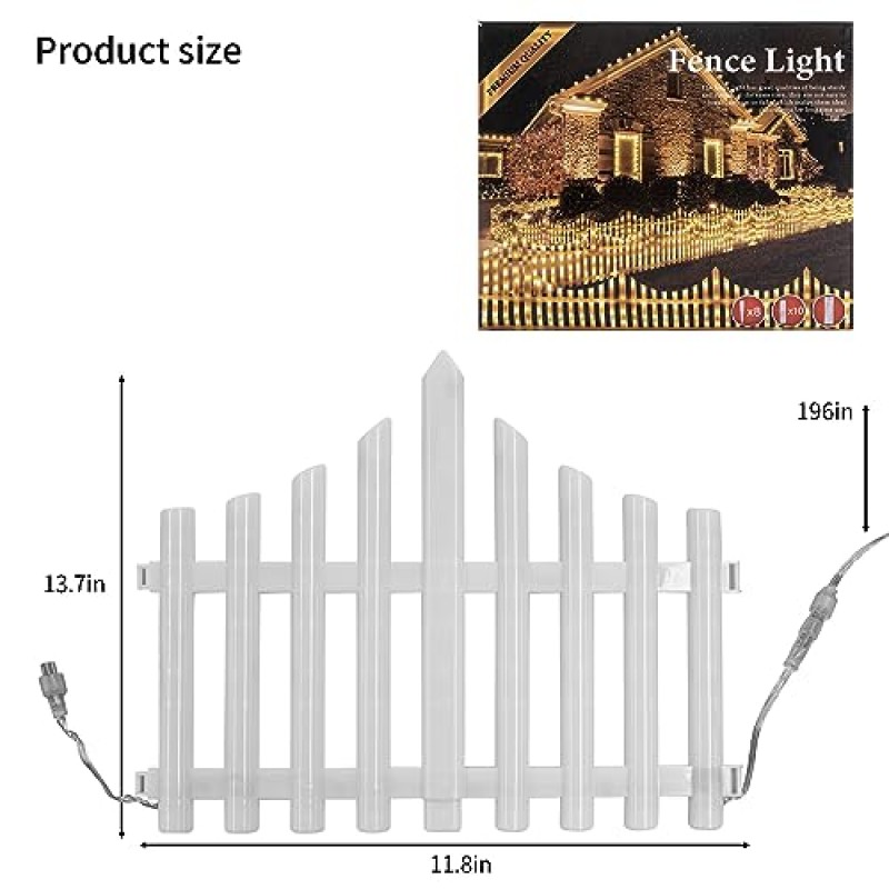 Didida RGB 울타리 조명, 8팩 야외 크리스마스 트리 장식 조명, 방수 야외 조명, 마당용 야외 울타리 조명, 벽, 계단, 뒤뜰, 정원용 밝은 조명(RGB 다채로운)